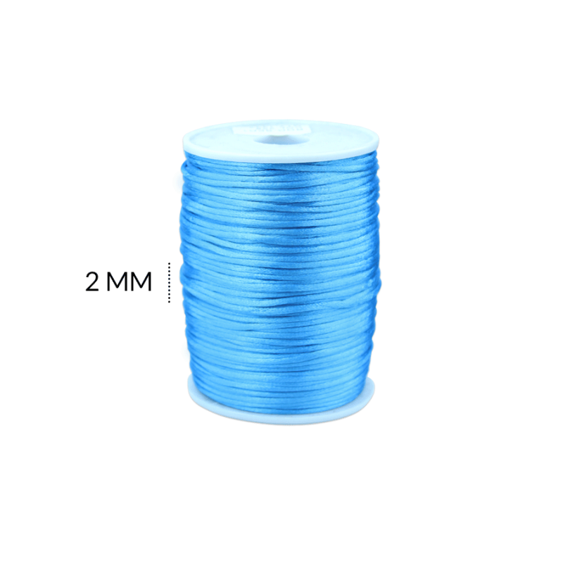 Cordón seda azul z  2mm / rollo x 130 mtr aprox /  Ref-7040C34 / Ref-7040C34