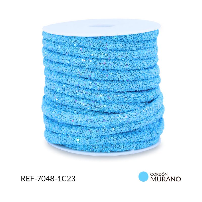 Cordón murano azul celeste 6mm / x metro / ref-7048-1C23 / ref-7048-1C23
