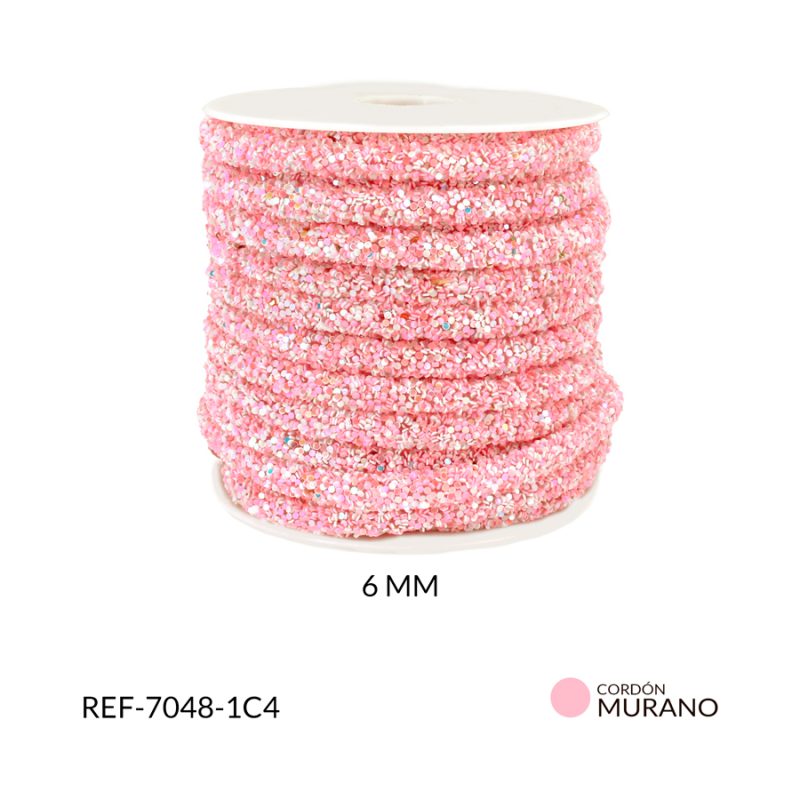 Cordon murano rosado rosa 6 mm / x metro / Ref-7048-1C4