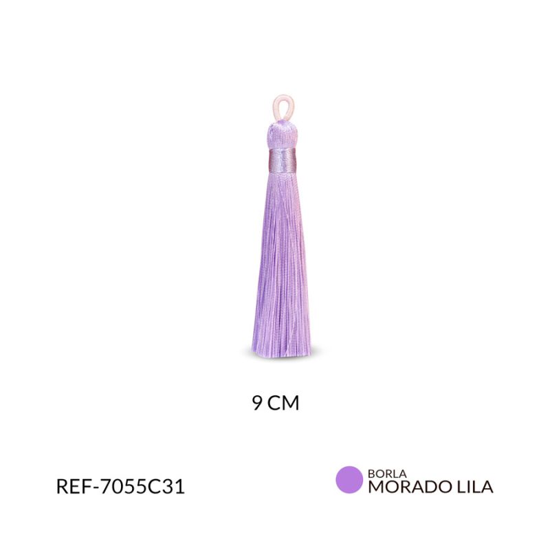 Borla Morada Lila Hilo cordon 9cm / x par / Ref-7055C31 / Ref-7055C31