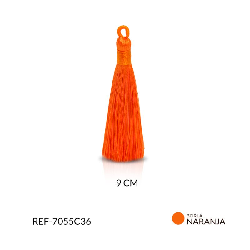 Borla Naranja Hilo Cordon 9 cm / x par / Ref-7055C36