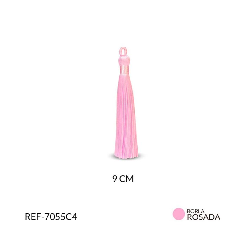 BORLA ROSADA C HILO CORDON 9CM / x PAR / Ref-7055C4