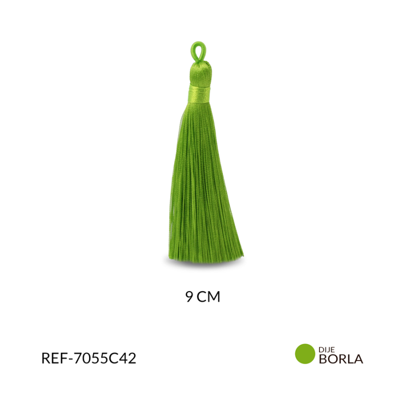 Borla verde biche hilo cordón 9 cm / x par / Ref-7055C42 / Ref-7055C42