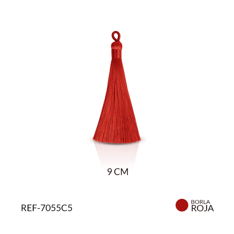 Borla hilo cordon rojo 9cm / x par / Ref-7055C5 / Ref-7055C5