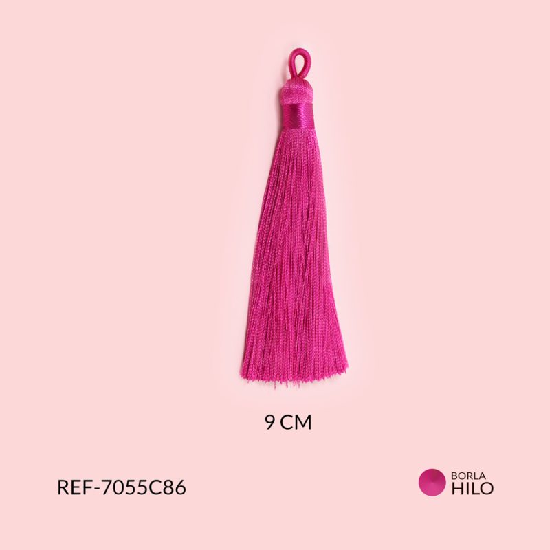 Borla fucsia hilo 9cm / paquete x 2 unidades / Ref-7055C86 / Ref-7055C86