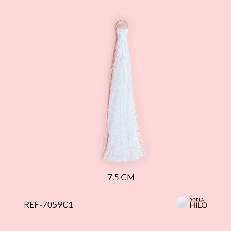 Borla blanco hilo 7.5cm / paquete x 2 unidades / Ref-7059C1 / Ref-7059C1