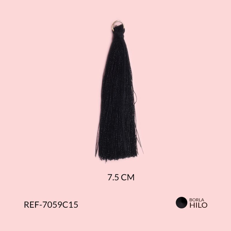 Borla negra hilo 7.5cm / paquete x 2 unidades / Ref-7059C15 / Ref-7059C15
