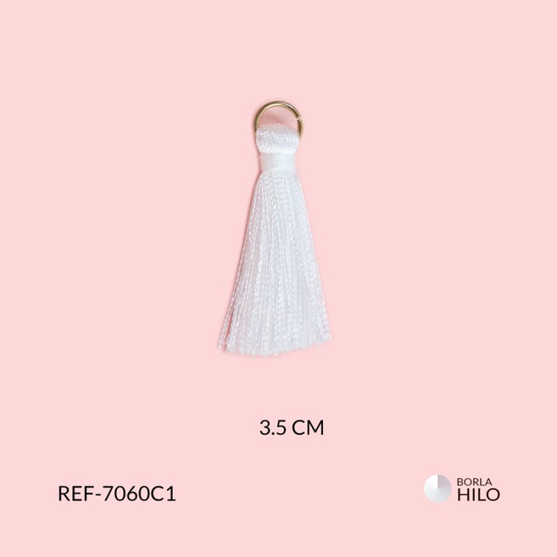 Borla blanca hilo 3.5cm / paquete x 2 unidades / Ref-7060C1 / Ref-7060C1