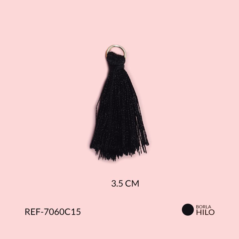 Borla negra hilo 3.5cm / paquete x 2 unidades / Ref-7060C15 / Ref-7060C15