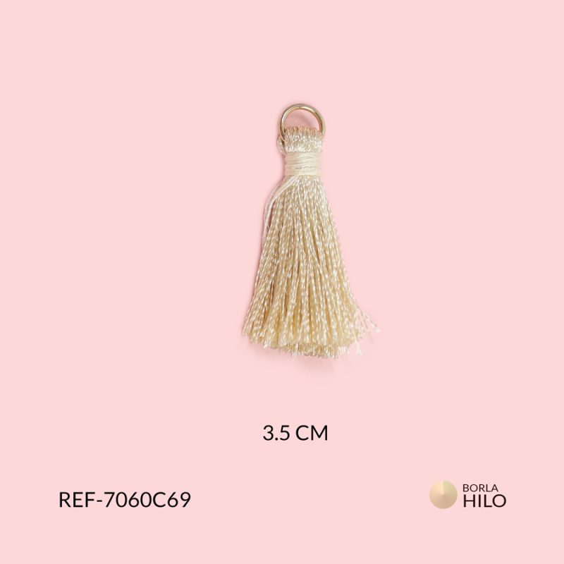Borla beige almendra hilo 3.5cm / paquete x 2 unidades / Ref-7060C69 / Ref-7060C69