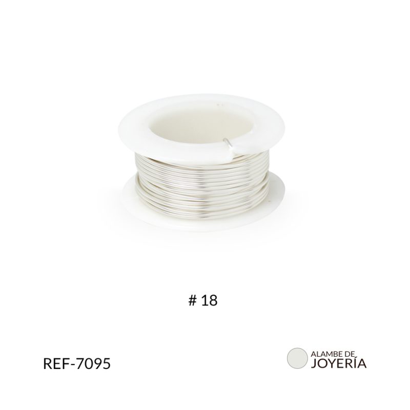 Alambre joyeria #18 color plateado / x rollo ( 4 metros aproximados ) / Ref-7095