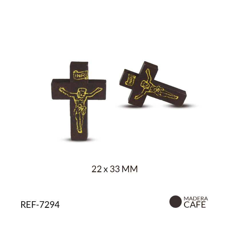 Cruz madera cristo estampado 22x33mm / paquete x 12 unidades / Ref-7294 / Ref-7294