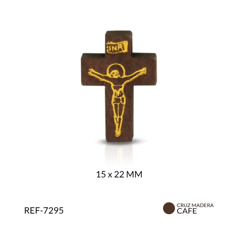 Cruz madera Cristo estampado 15 x 22 mm / paquete x 12 unidades / Ref-7295 / REF-7295