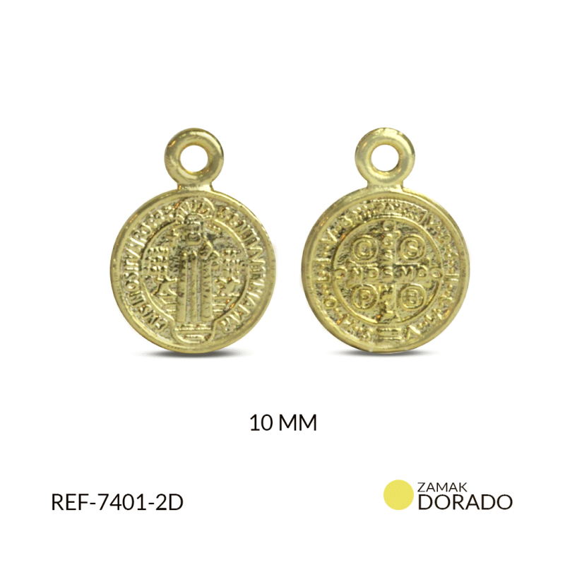 Medalla zamak San Benito mini 10mm / x unidad / Ref-7401-2D / Ref-7401-2D