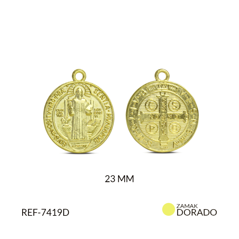 Medalla zamak San Benito 23mm / x unidad / Ref-7419D