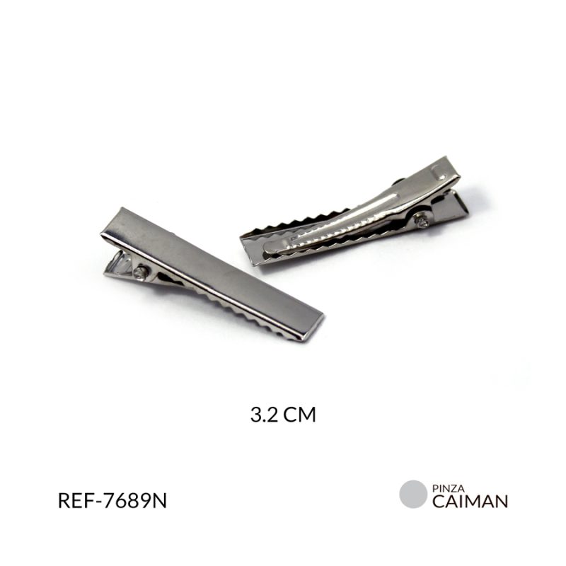 Pinza caiman plateadao 3.2 cm / Paquete x 12 unidades / Re-7689N