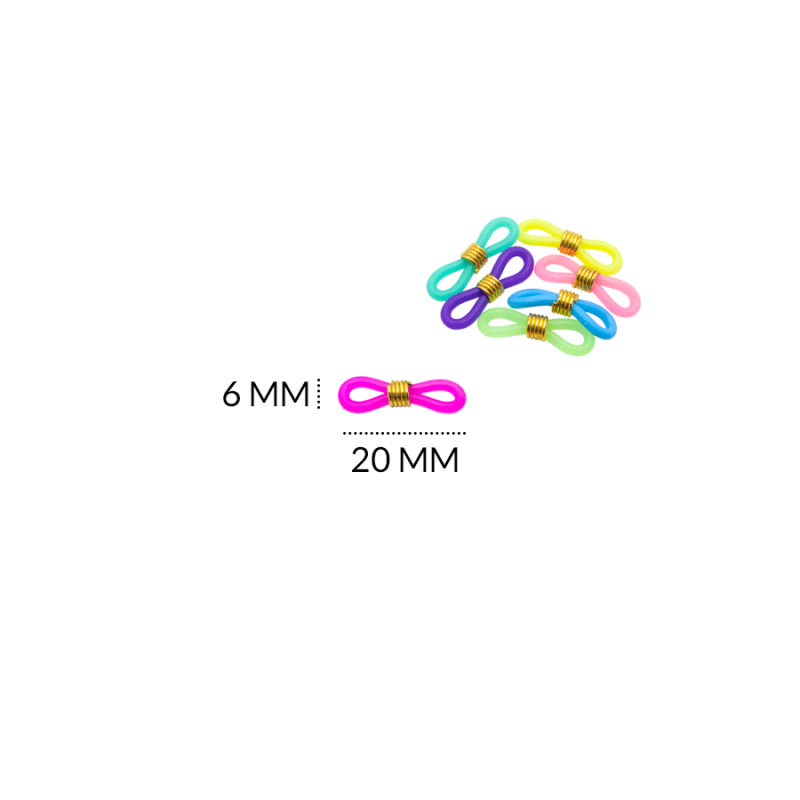 TERMINAL CAUCHO PARA GAFA 6 X 20MM / multicolor / paquete x 6 pares surtido / REF-7799-28 / REF-7799-28