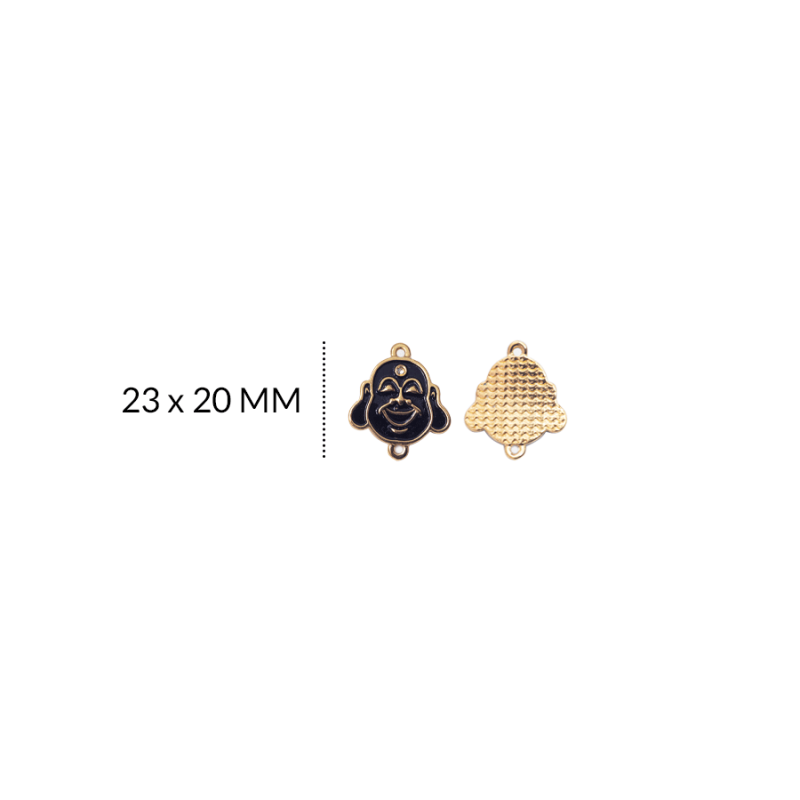 CENTRO PULSERA ZAMAK BUDA NEGRO  23 X 20 MM / color dorado / X UNIDAD / REF-8083Dnegro / REF-8083D/ Negro