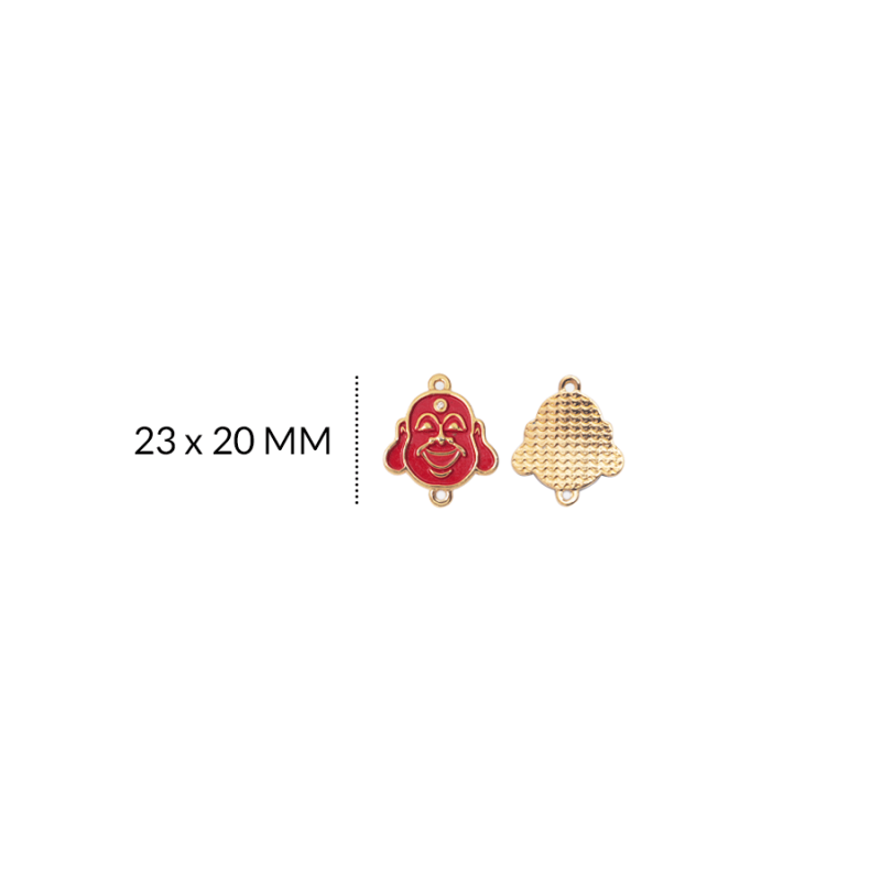 CENTRO PULSERA EN ZAMAK BUDA ROJO 23 X 20MM / color dorado / X UNIDAD / REF-8083Drojo / REF-8083D / rojo