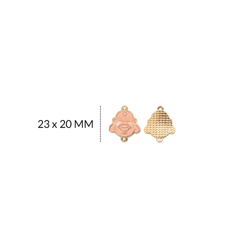CENTRO PULSERA EN ZAMAK BUDA SALMON 27 X 17 MM / color dorado / X UNIDAD / REF-8083Dsalmon / REF-8083D / salmon