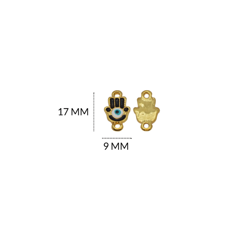CENTRO PULSERA EN ZAMAK MANO FORTUNA NEGRO 17 X 9MM / color dorado / X UNIDAD / REF-8330DNEGRO / REF-8330Dnegro