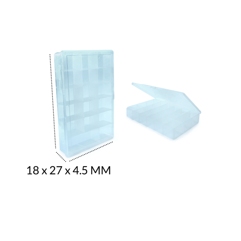 Organizador plástico transparente 17 divisiones 18x27x4.5cm / x unidad / Ref-8732BC / REF-8732BC
