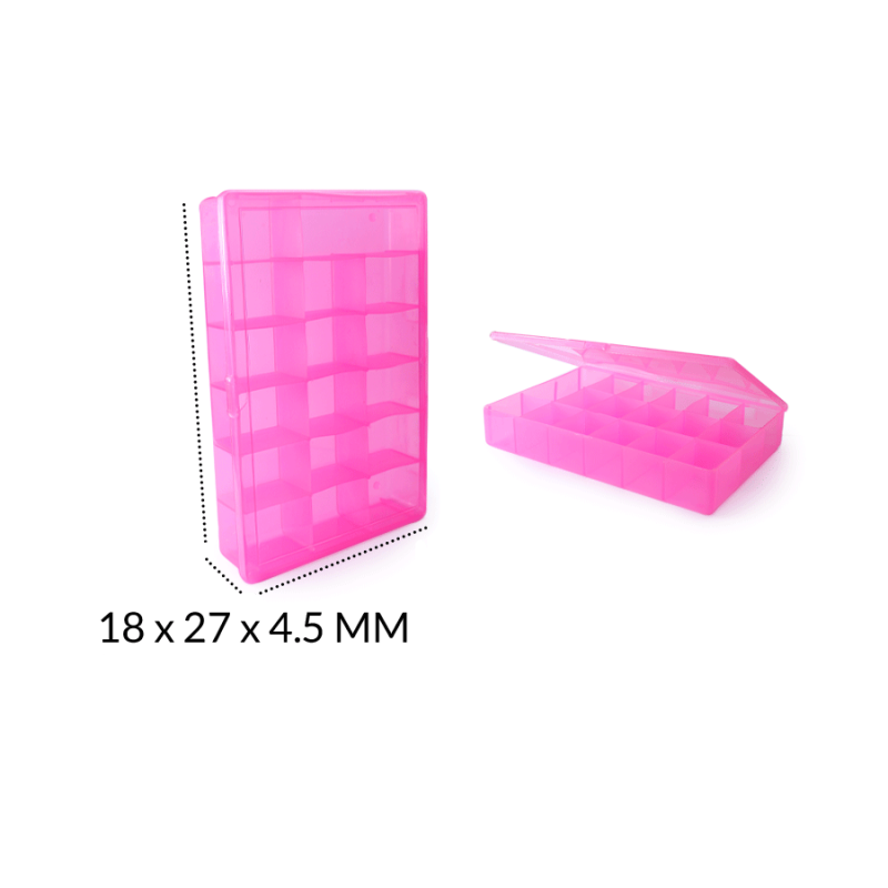 Organizador plástico 17 divisiones 18x27x4.5cm color fucsia / x unidad / Ref-8732FF / REF-8732FF