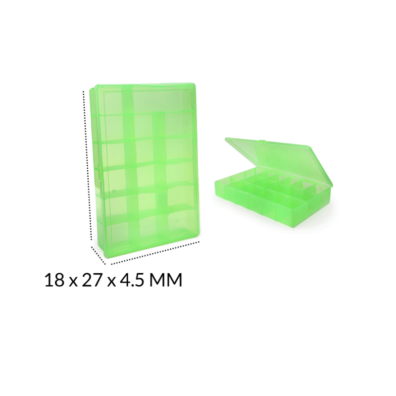 Organizador plástico 17 divisiones verde 18x27x4.5cm / x unidad / Ref-8732VL / REF-8732VL