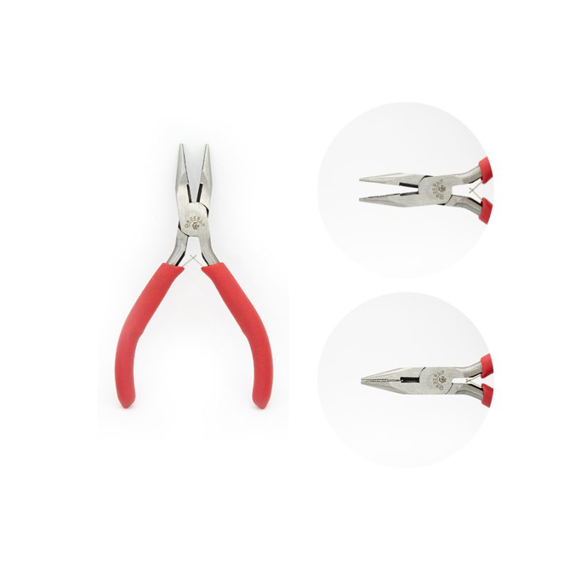 Pinza plana con dientes cortafrío / mango rojo / x unidad / Ref-8754 / Ref-8754