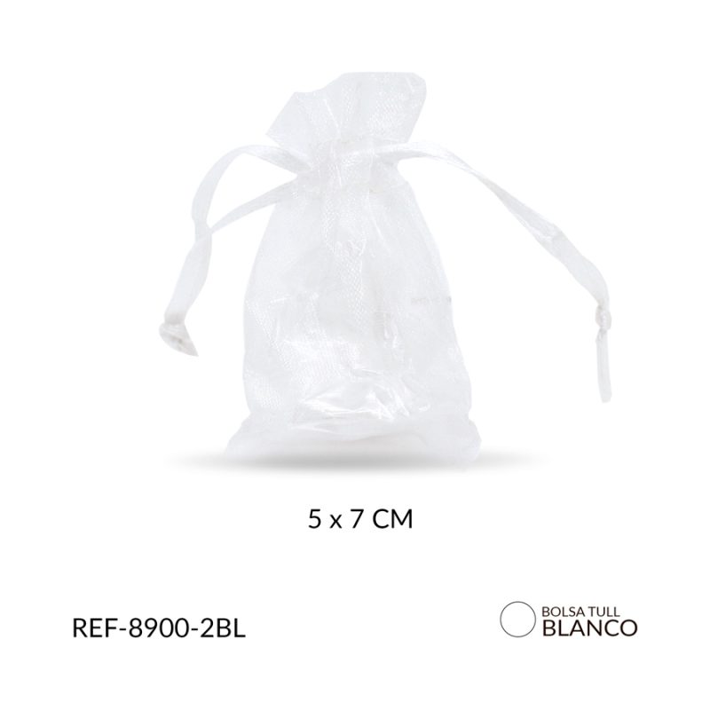 Bolsa tull pequeña blanca 5x7cm  / paquete x 6 unidades / Ref-8900-2BL