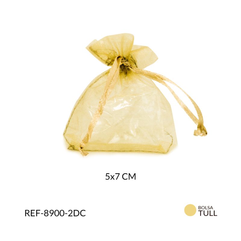Bolsa Tull dorada 5 x 7 cm / paquete x 6 unidades / Ref-8900-2DC