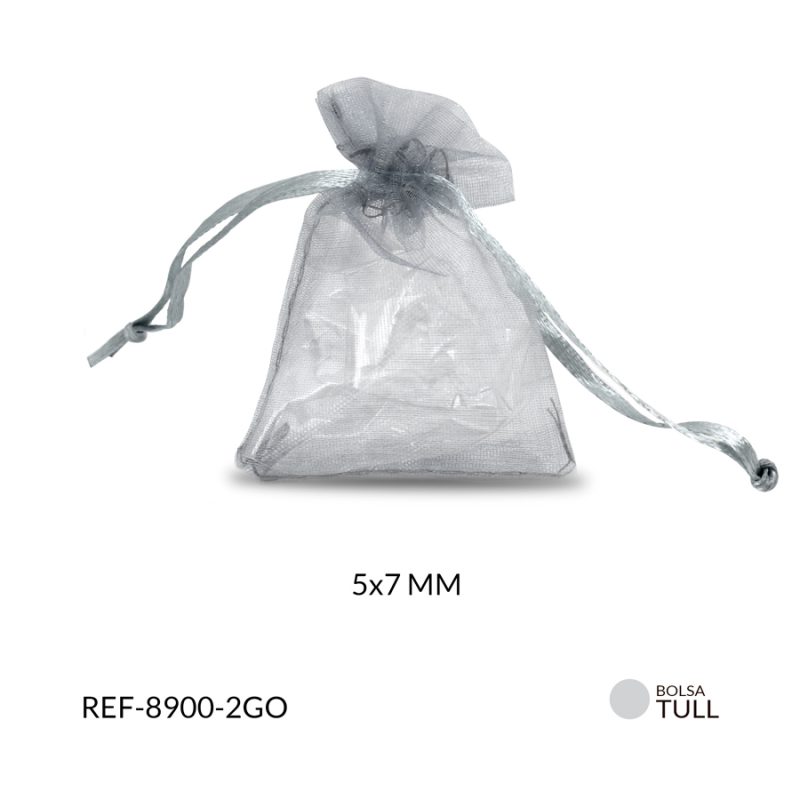 Bolsa tull  gris 5 x 7 cm / paquete x 6 unidades / 8900-2GO