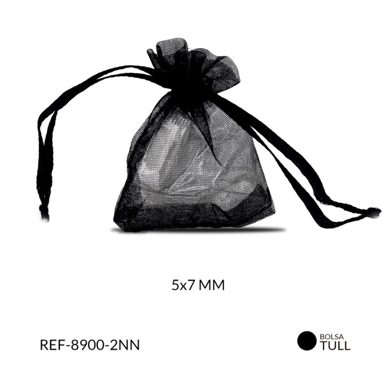 Bolsa Tull pequeña negra 5 x 7 cm / paquete x 6 unidades / Ref-8900-2NN