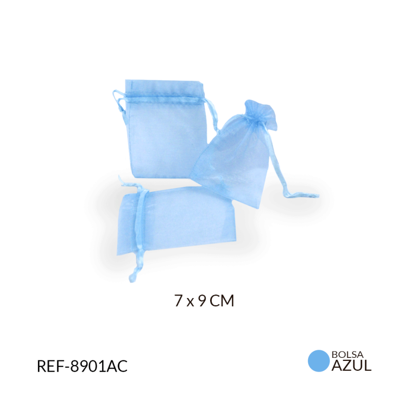 Bolsa tull azul claro 7 x 9 cm / paquete x 6 unidades / Ref-8901AC / Ref-8901AC