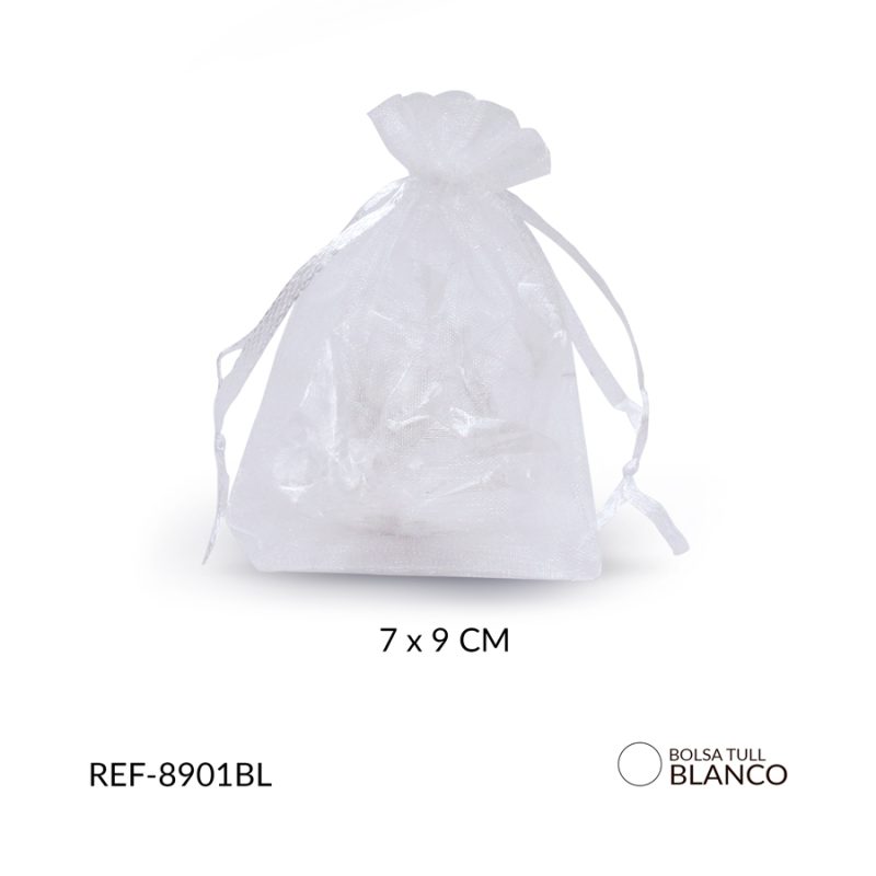 Bolsa Tull 7X9 cm color blanco / paquete x 6 unidades / Ref-8901BL / Ref-8901BL