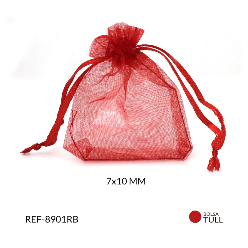 Bolsa Tull 7 x 10 / 7 x 9 cm x color Rojo / paquete x 6 unidades / Ref-8901RB