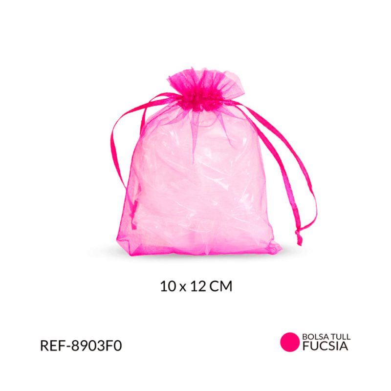 Bolsa tull fucsia oscuro 10x12cm / paquete x 6 unidades / Ref-8903FO