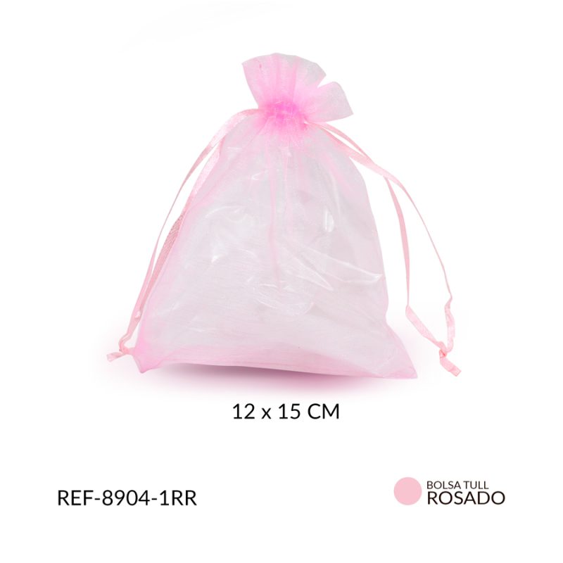 Bolsa tull 12x15 cm rosado R. / paquete x 6 unidades / Ref-8904-1RR