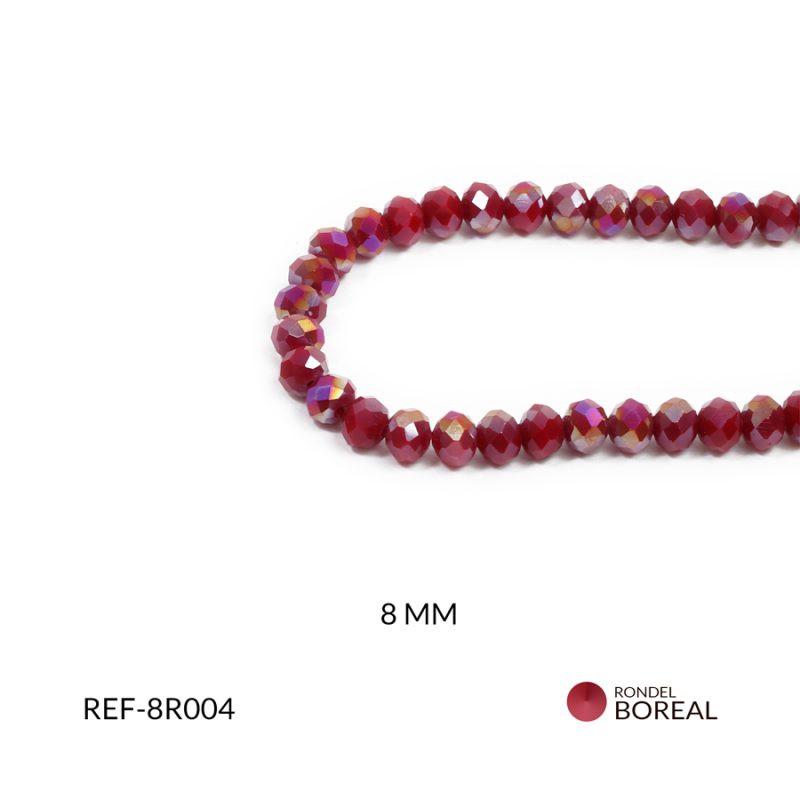 Rondel boreal rojo vino 8mm / x sarta / Ref-8R004 / Ref-8R004