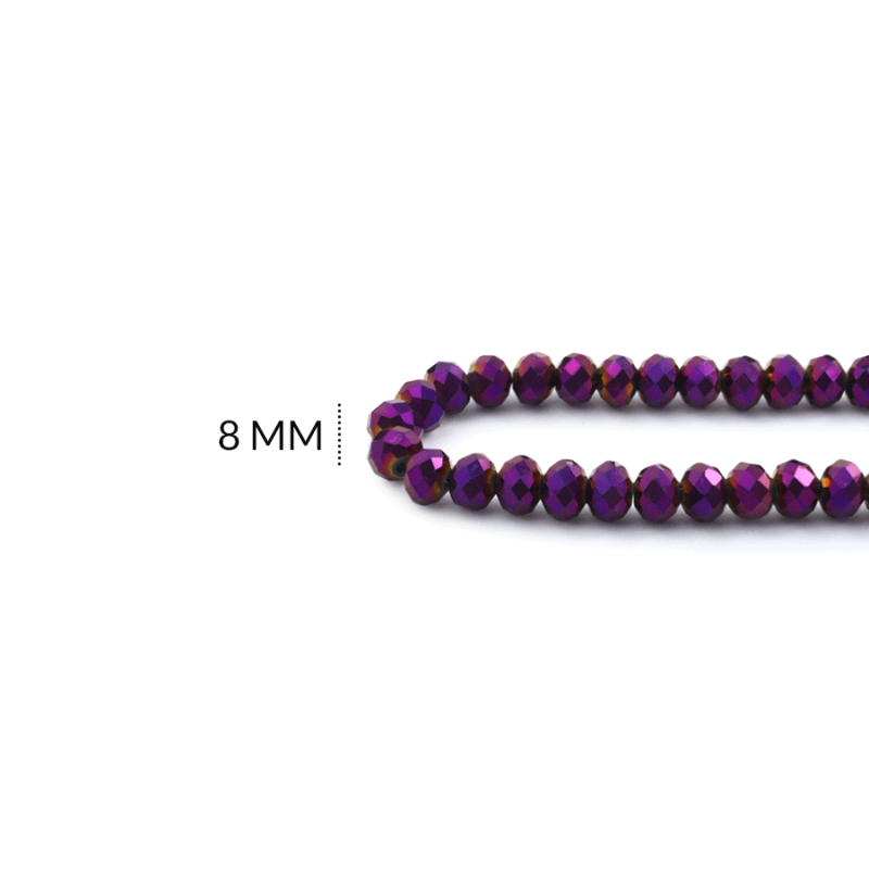 Rondela metalizado morado magenta 8mm / x sarta / REF-8R169