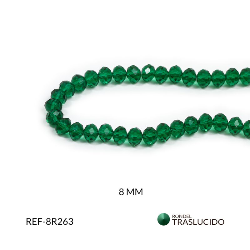 Rondel traslucido verde jade 8mm / x sarta / Ref-8R263 / Ref-8R263