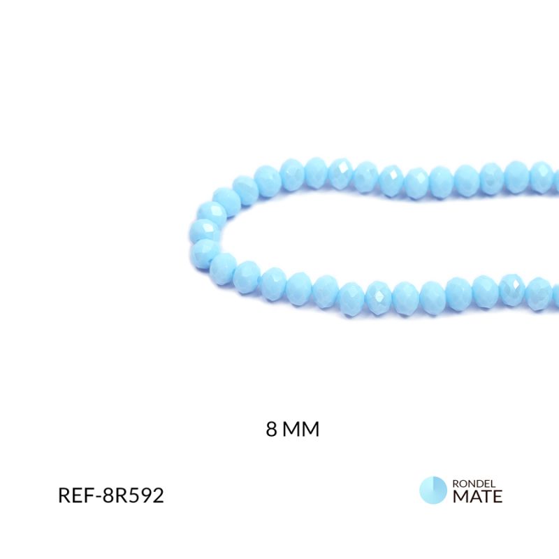 Rondel mate boreal azul cielo 8mm / x sarta / Ref-8R592 / Ref-8R592
