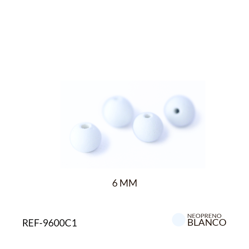 BOLA NEOPRENO UNICOLOR LISO BLANCO 6mm / PAQUETE x 12 UND / Ref-9600C1