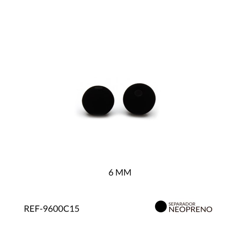 Bola neopreno liso negro 6mm  / paquete x 12 unidades / ref 9600c15 / Ref-9600C15