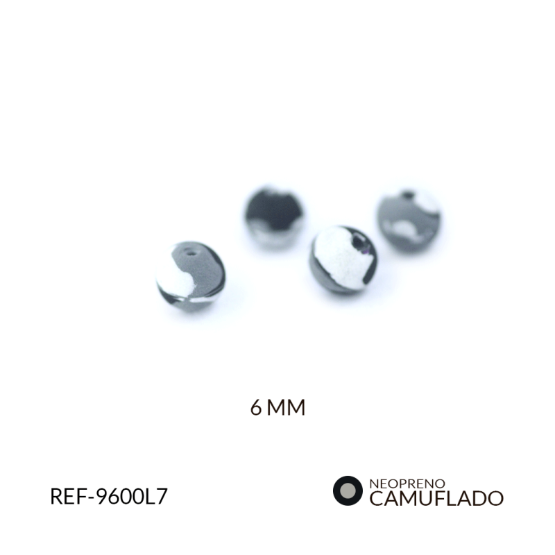 BOLA NEOPRENO CAMUFLADO LISO NEGRO GRIS BLANCO 6MM/ PAQUETE x 12 UND / Ref-9600L7