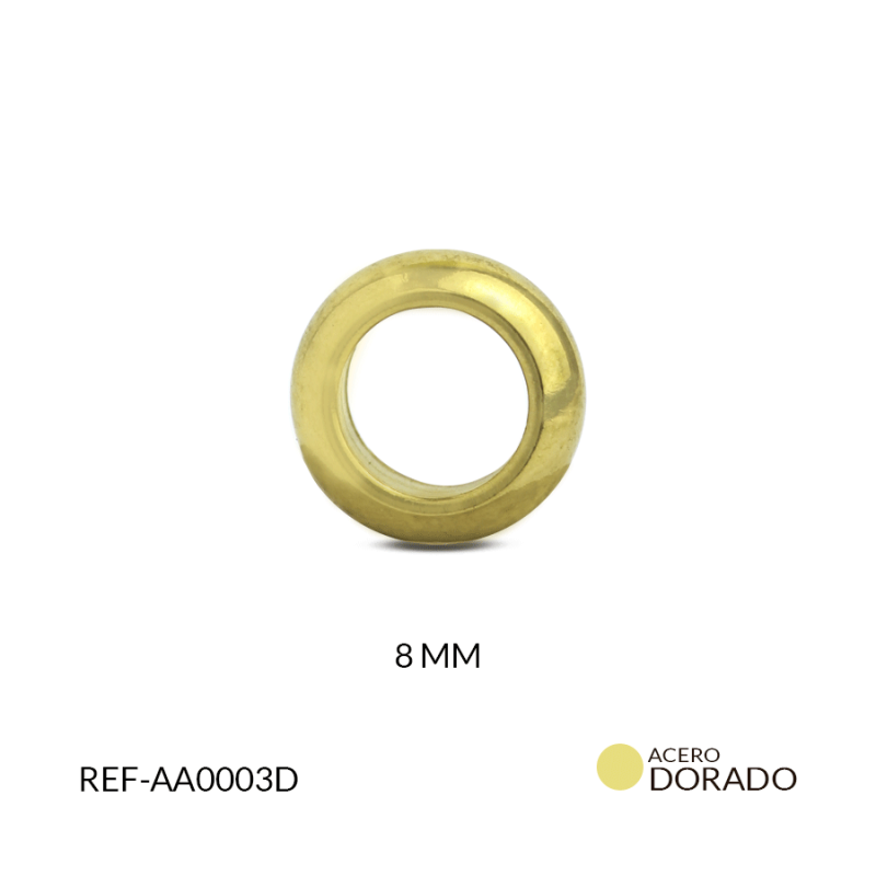 Separador acero arandela juliana 8 mm color dorado / Paquete x 3 und / Ref-AA0003D / Ref-AA0003D
