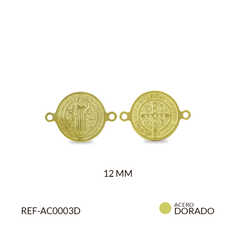 Centro pulsera acero San Benito fundido 12mm color dorado / x unidad / Ref-AC0003D / Ref-AC0003D