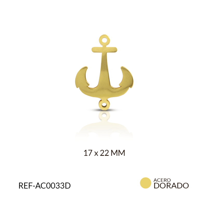 Centro pulsera acero ancla 17 x 22 mm / x unidad / REF-AC0033D