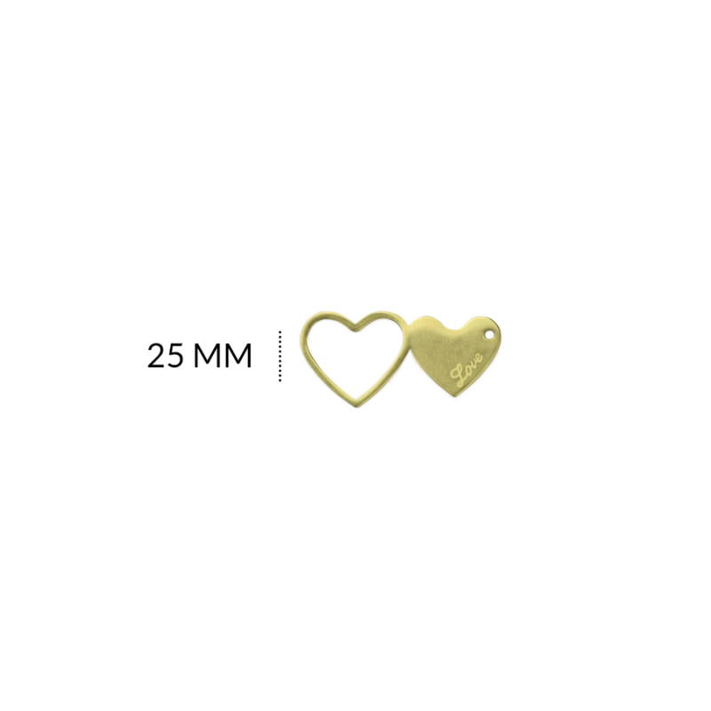 Centro pulsera acero corazón duo 25 mm / x unidad / REF-AC0172D