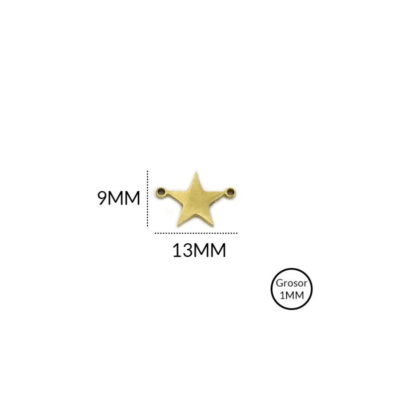 Centro pulsera acero estrella 9x13mm / x unidad / REF-AC0185D